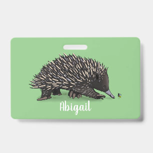 Badge Echidna mignonne avec dessin animé d'abeille