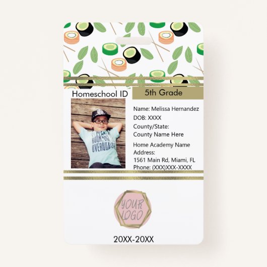 Badge École à domicile Non scolarisé Privé Étudiant Sush (Devant)