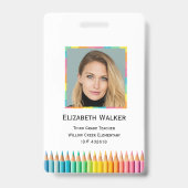 Badge École de crayons couleur arc-en-ciel (Front)
