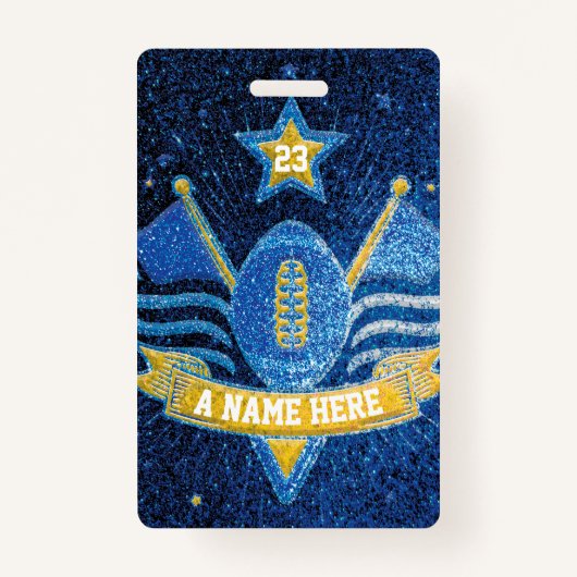 Badge École de Parties scintillant Blue & Gold Football (Devant)
