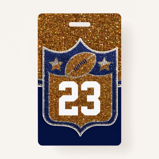 Badge École de Parties scintillant Blue & Gold Football (Devant)