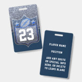 Badge École de Parties scintillant Blue & Silver Footbal (Avant & arrière)