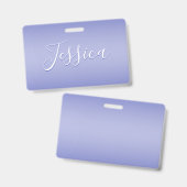 Badge Écriture cursive éditable | Violet blanc et violet (Avant & arrière)