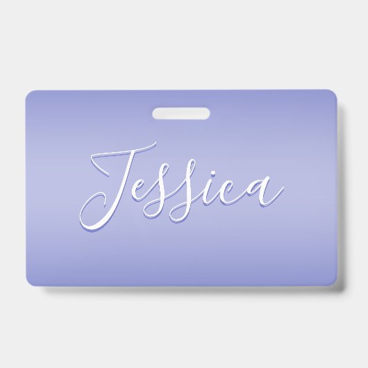 Badge Écriture cursive éditable | Violet pourpre et blan (Avant)