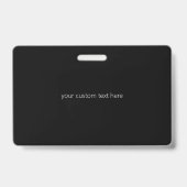 Badge Écriture de texte noir éditable de script moderne (Arrière)