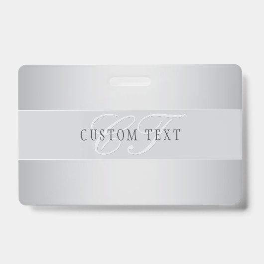 Badge Écriture élégante de monogramme modifiable | Gris (Avant)