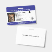 Badge Editable Pet ID Card ,Navy White Service Dog Logo (Front & Back)