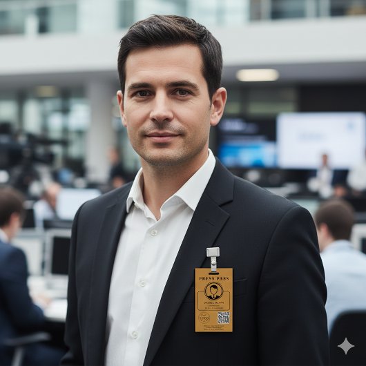 Badge Editable Press Pass Layout Photo ID Plus QR Code