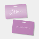 Badge Editable Soft Mauve Ombre & White Text Script (Avant & arrière)