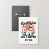 Badge Égalité des droits - Drôle mignon chat blanc Fiert (Recto/Verso)