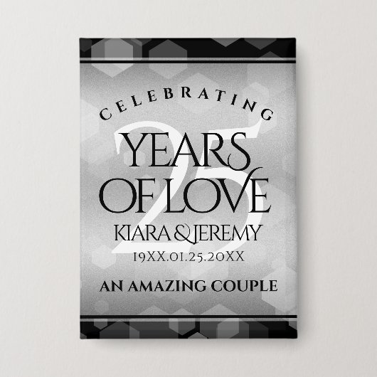 Badge Élégant 25e anniversaire de Mariage d'argent (Recto)