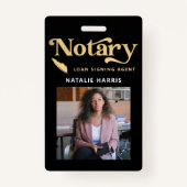 Badge Élégant agent de prêt notaire photo or (Devant)
