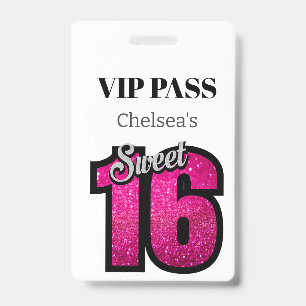 Badge Élégant Anniversaire blanc doux 16 VIP