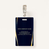 Badge Élégant Arrière - plan bleu Grilles or (Dos avec clip)