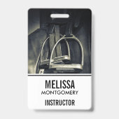 Badge Élégant bâton d'argent sur selle d'équitation angl (Back)