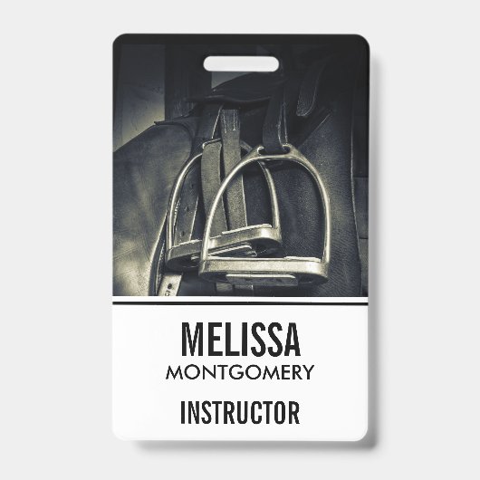 Badge Élégant bâton d'argent sur selle d'équitation angl (Front)