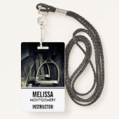 Badge Élégant bâton d'argent sur selle d'équitation angl (Derrière avec lanière)