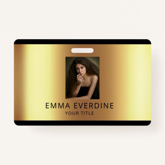 Badge Elegant Black Gold Photo Name Title  (Devant)