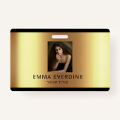 Badge Elegant Black Gold Photo Name Title  (Dos)