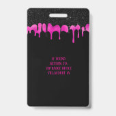 Badge Élégant Black Hot Pink Driving VIP Access, événeme (Back)
