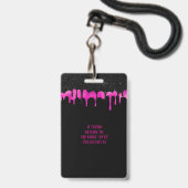 Badge Élégant Black Hot Pink Driving VIP Access, événeme (Back with Lanyard)