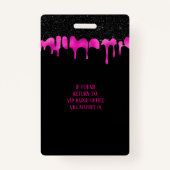 Badge Élégant Black Hot Pink Driving VIP Access, événeme (Dos)