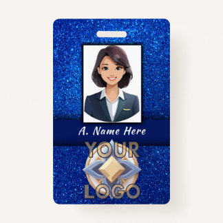 Badge Elegant Blue Parties scintillant Mariage Événement