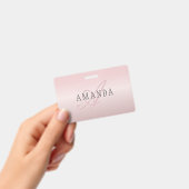 Badge Elégant Blush Faux Rose Gold | Nom et monogramme (Manuel / portable)