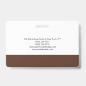 Badge Élégant Brown blanc minimaliste (Dos)