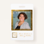 Badge Élégant cadre Carré Monogram Gold (Devant)