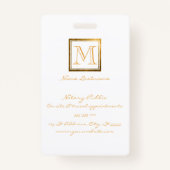 Badge Élégant cadre Carré Monogram Gold (Dos)
