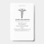 Badge Elégant Cardiologue noir et blanc (Arrière)