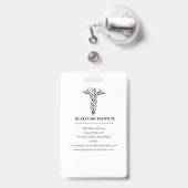 Badge Elégant Cardiologue noir et blanc (Arrière avec rétractable)