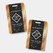 Badge Elegant Copper Foil Black Marble VIP Event (Front & Back)