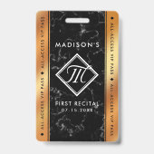 Badge Elegant Copper Foil Black Marble VIP Event (Front)