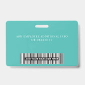 Badge Elegant custom Logo Employee Simple (Arrière)