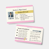 Badge Elegant Custom Student ID Card Design (Avant & arrière)
