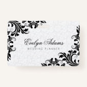 Badge Elégant Damas blanc et dentelle noire (Devant)