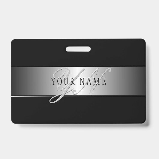 Badge Élégant écriture de script de monogramme modifiabl (Front)