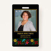 Badge Élégant employé floral latino-américain Folk (Devant)