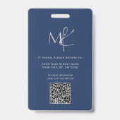 Badge Élégant employé sur mesure Silver Navy Blue (Arrière)