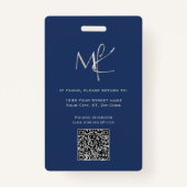 Badge Élégant employé sur mesure Silver Navy Blue (Dos)