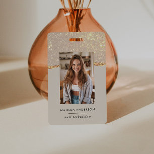 Badge élégant et moderne rose gold pailleté rose f