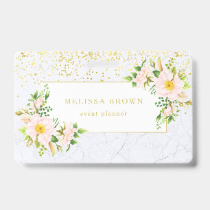 Badge Élégant Floral Marbre Chic Tendance Pastel