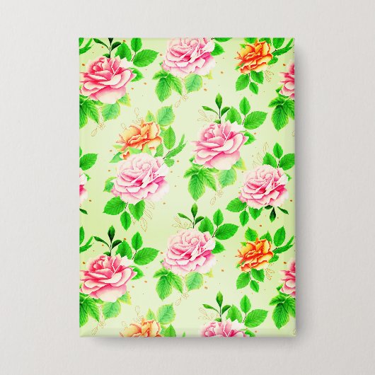 Badge Elegant Floral Roses Green Leaves Pattern-23675 (Recto)