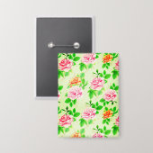 Badge Elegant Floral Roses Green Leaves Pattern-23675 (Recto/Verso)