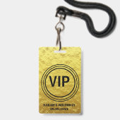 Badge Elégant Gold Black VIP All Access Anniversaire   (Face avec cordon)