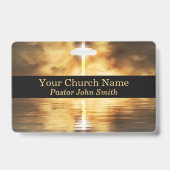 Badge Elegant Gold Cross Water Reflection Church (Avant)