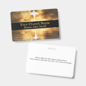 Badge Elegant Gold Cross Water Reflection Church (Avant & arrière)