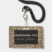 Badge Elegant Gold Glitter Black Leopard (Avant avec lanière)